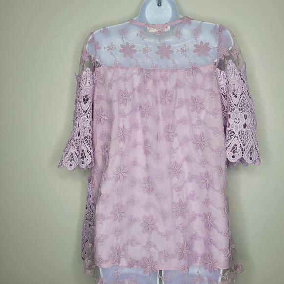 Pretty Angel pink purple pastel lace eyelet fairy y2k cute mesh top size medium - Picture 2 of 8